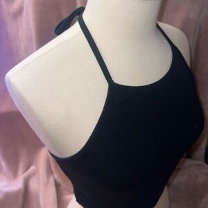 Brandy Melville Black Halter Tie Top